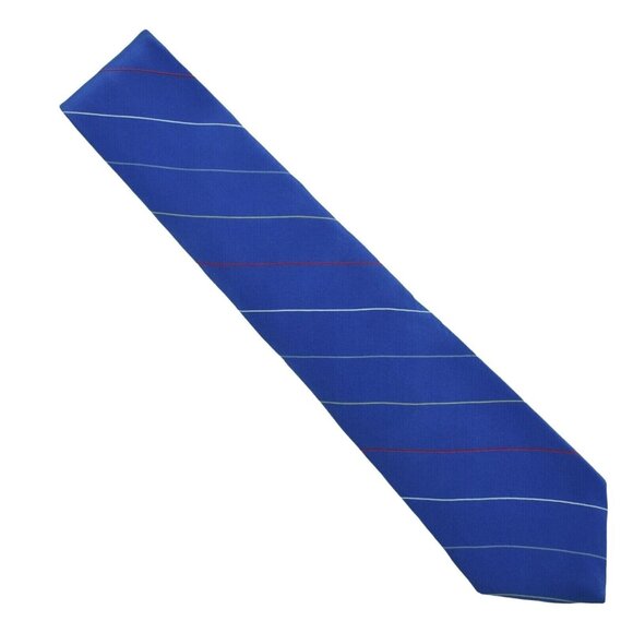 Zack LDM Mens Tie Necktie Silk Hand Made in Italy Blue Stripes Red Yellow Grey - Picture 2 of 6